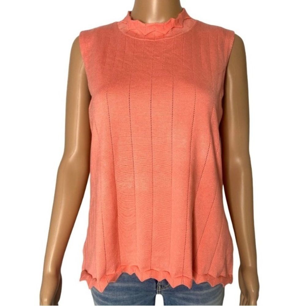 NWT Devotion Cyrus Pointelle Scallop Trim Mock Neck Tank size L